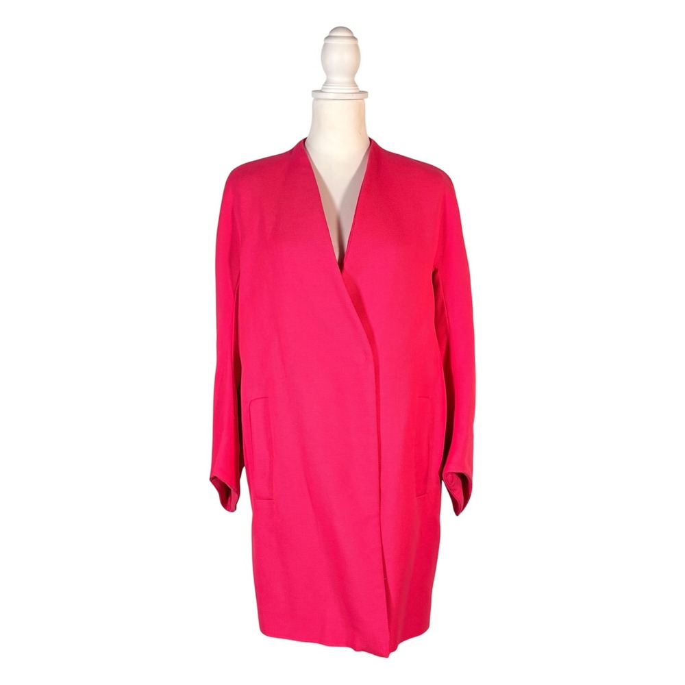 Zara Hot Pink 100% Cotton Coat M Dopamine Scandi Maximalist Streetwear Chic